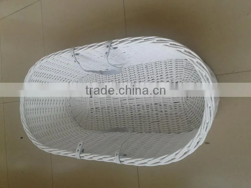 hand made white baby wicker basket
