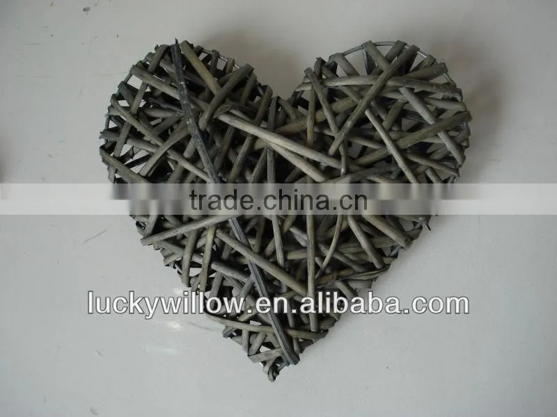 cheap hand made wicker heart decorations with ribbon
