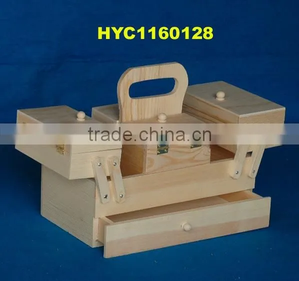 unfinished cheap folding wooden sewing box