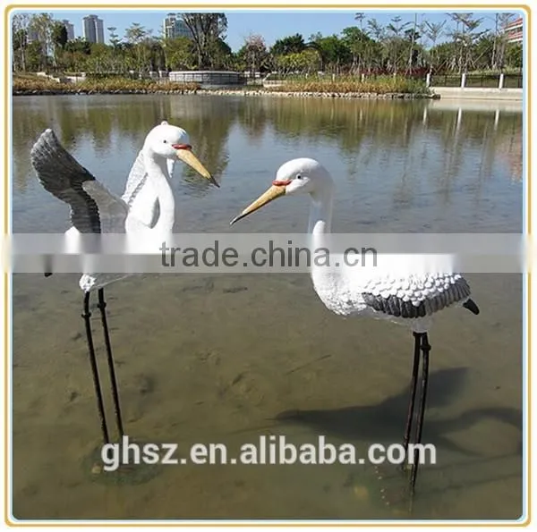 Custom artificial bird egret crane garden sculpture fiberglass egret sculpture manufacturer