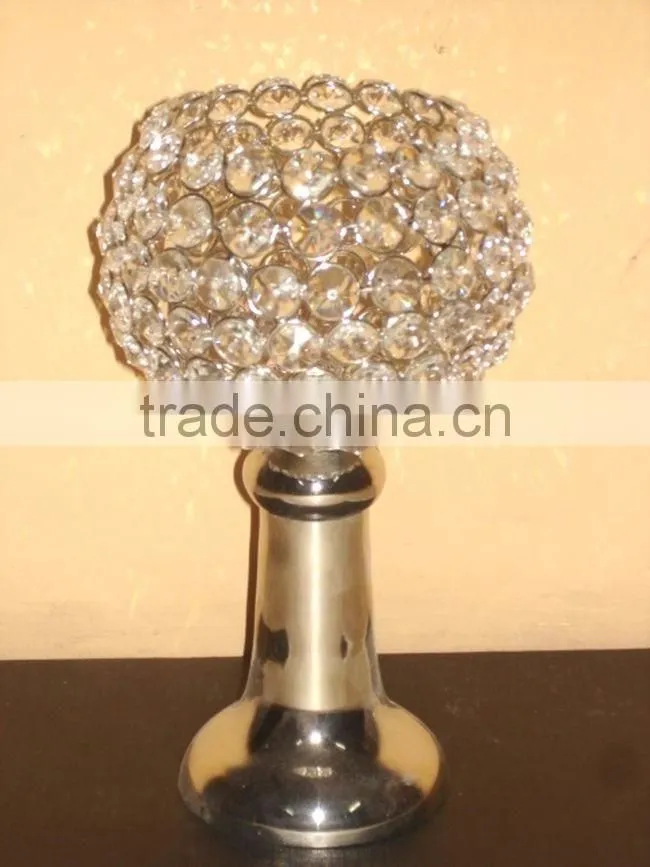 gold plated crystal ball wedding candle holder