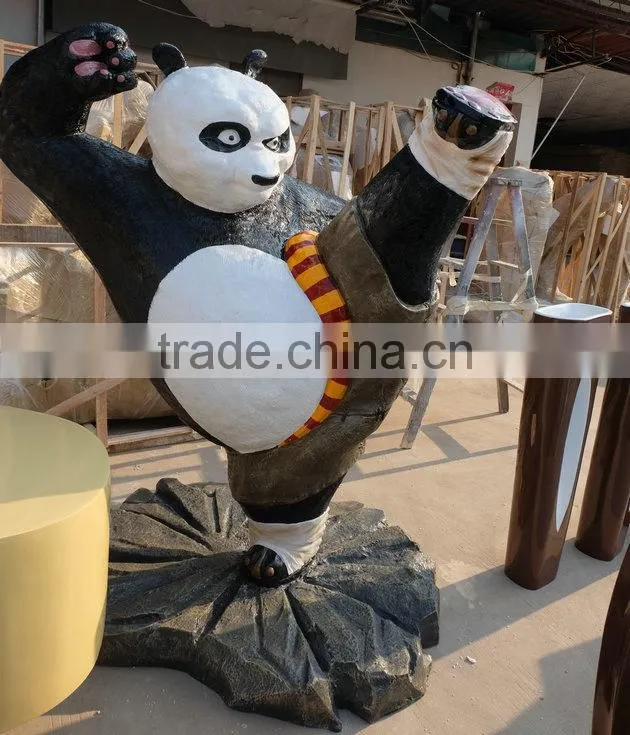 Outdoor fiberglass strong panda mascot figure