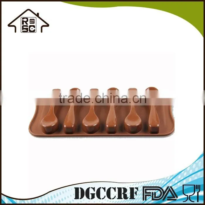 6 Cavities Spoon Shape Silicone Chocolate Mold Cupcake Decorating Tool