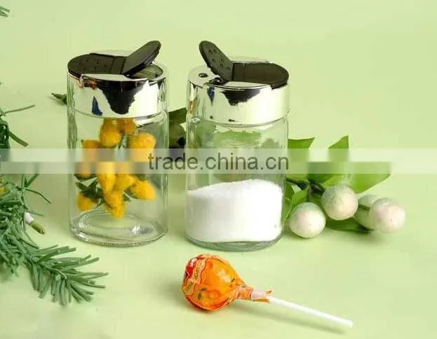 clear glass pepper storage bottle