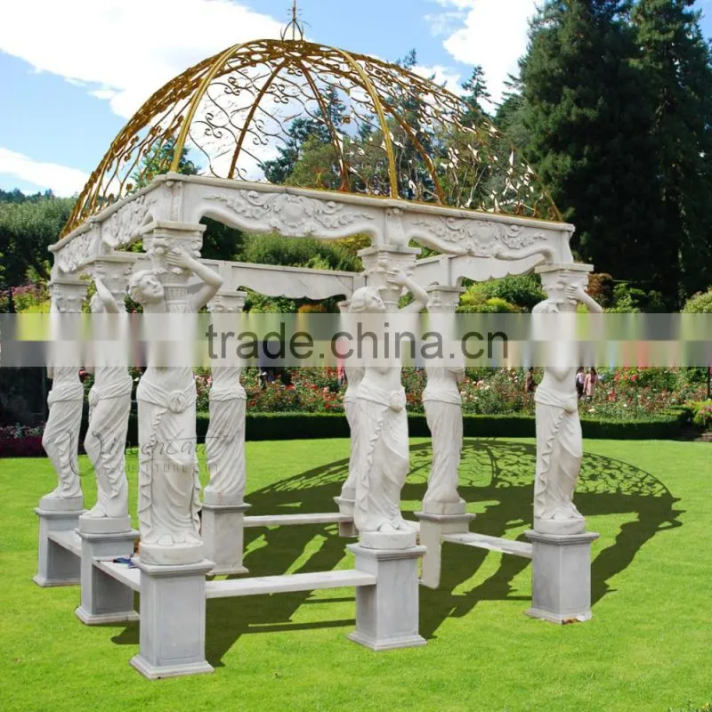 outdoor garden decoration marble nude woman Stone Gazebo