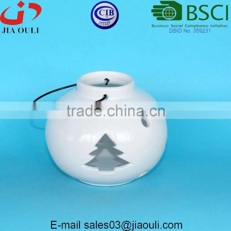 Painted Ceramic Snowman Candle Lantern, decorative hurricane lantern