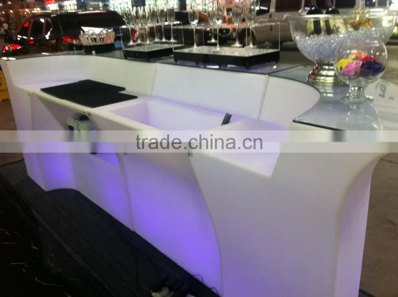 Hotel led glowing counter with IR remote control, Curved led bar counter