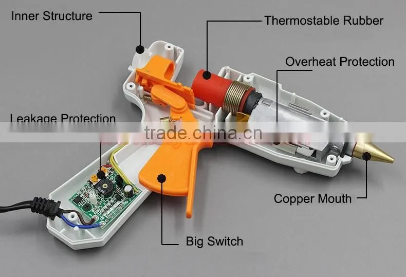 Hot melt Glue Gun, glue stick, adjustable tempreture, with turn on/off 10w-100w
