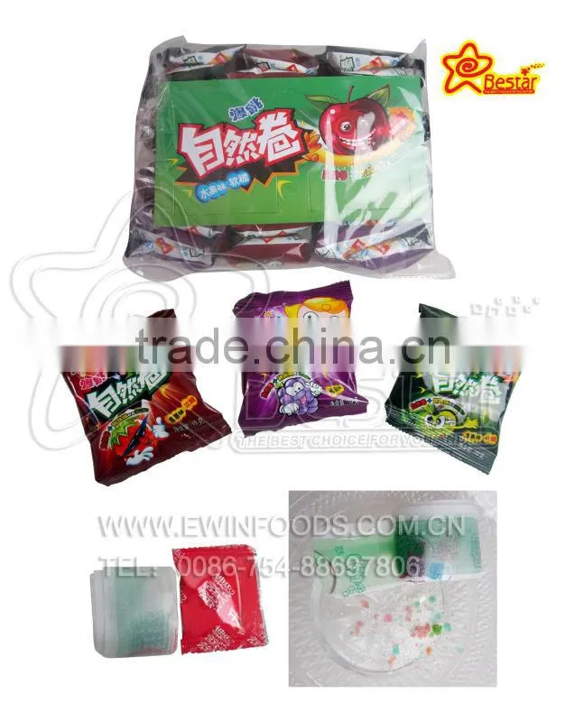 Fruity Flavour Gummy Roll Candy With Popping Candy
