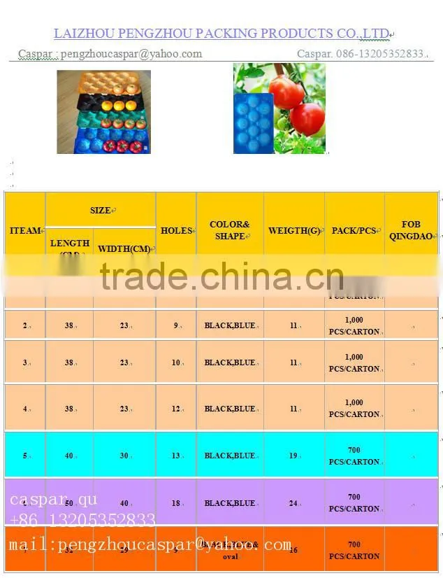 Chinese gold manufacturers plastic Fruit Tray with cells