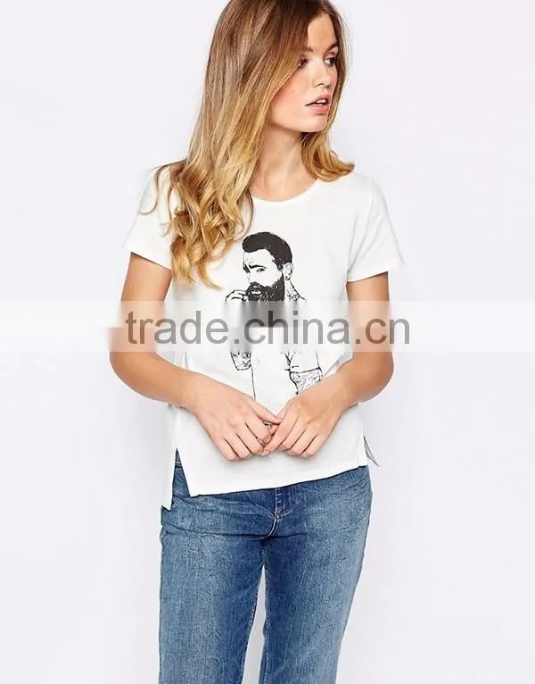 custom printed hawaiian shirt regular fit split side design lady cotton t-shirt