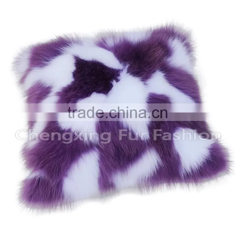 CX-D-55 Home Decoration Pillow Patchwork Real Fox Fur Cushion & Pillow Cover