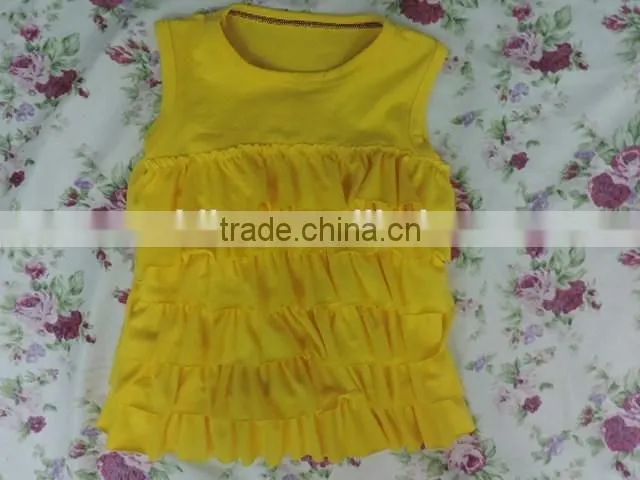 Baby Summer hot sale girls tank top icings solid color cotton clothes 2017 wholesale clothes ruffle