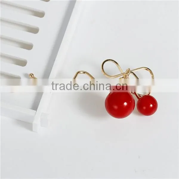 Beautiful Girl Wave Gold Plated Red Cherry Acrylic Hair Clips