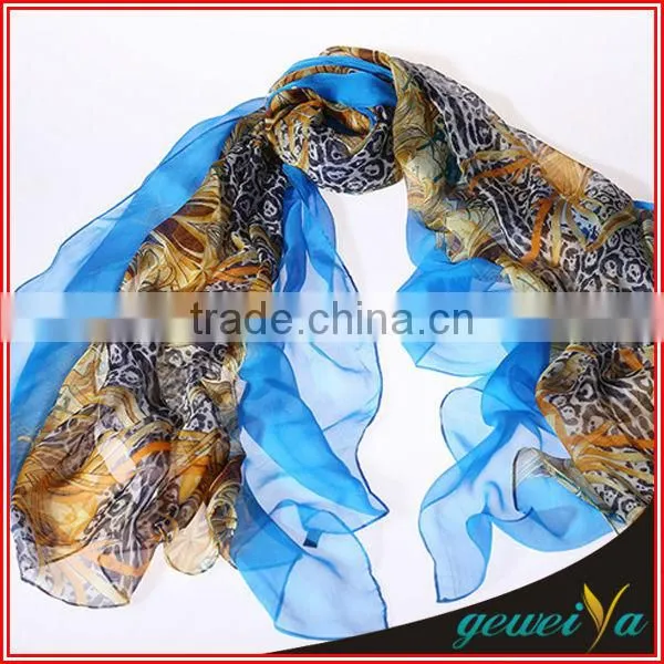 Bule Tribal Style Chiffon Printed Wholesale Shawl