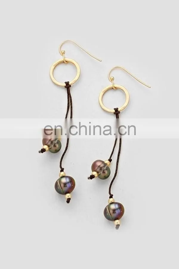 BEADED BLUE PEARL EARRINGS
