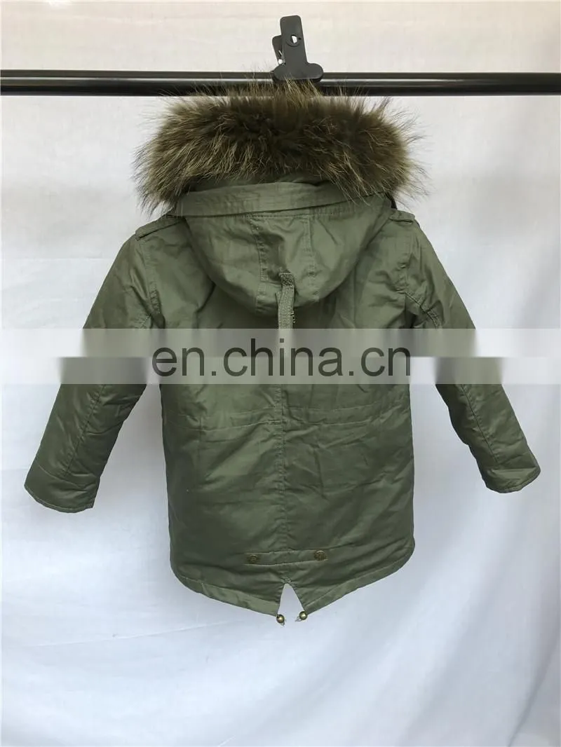 High Quality Manufacture Fashionable Winter Rose Red Rex Rabbit Fur Lining Baby Fur Parka Coat