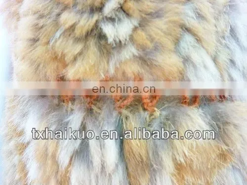 2013 ladies new fashion rabbit fur Knitting grid design brown orange vest in spring