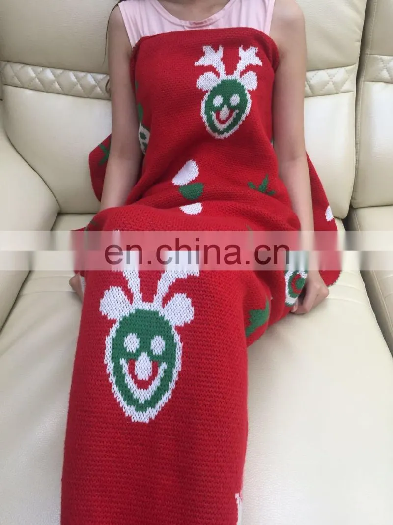 High quality knitted cotton crochet christmas mermaid blanket fish tail blanket