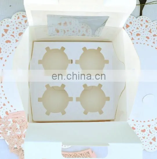 Folding coated paper & food paper cupcake box printing with paper insert