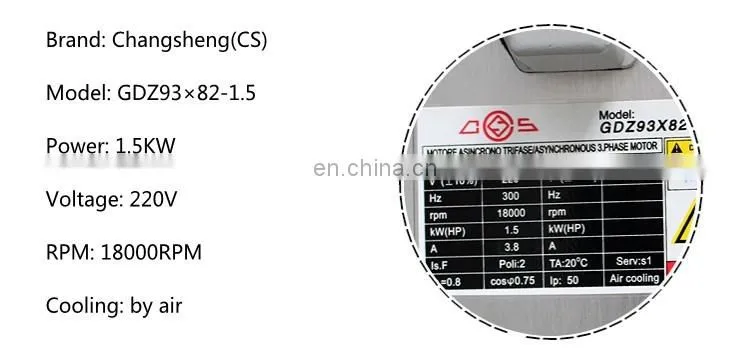 HONGJUN 220V 4 Ceramic bearing Square 2.2kw Air cooled spindle motor ER20 runout-off 0.01mm CNC Engraving milling grind