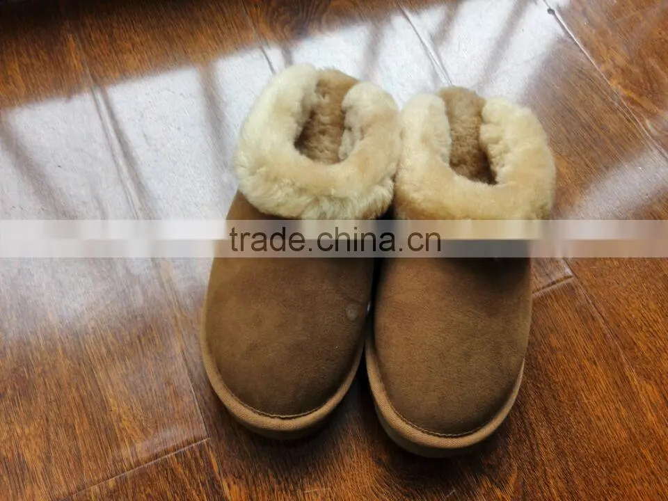 Women's Backless Sheepskin Slippers