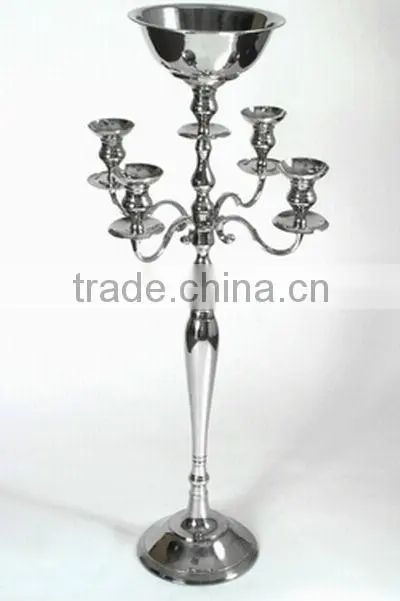 Flower Bowl Centerpiece Wedding Candelabra With Silver Finish