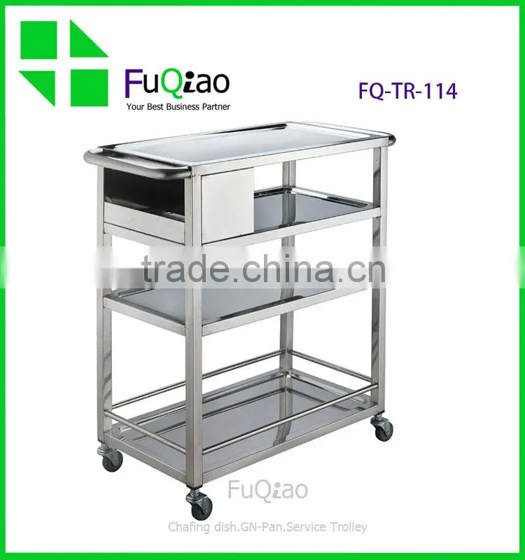 Factory Price High quality metal hotel service large dinner trolley with wheel