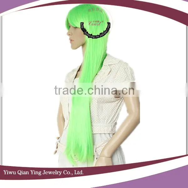 long straight fluorescent green beauty cosplay wig