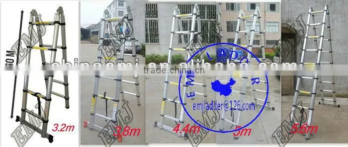 Industrial Aluminum Telescopic Ladder 5.6m=9+9=18 steps With SGS 2012 EN131
