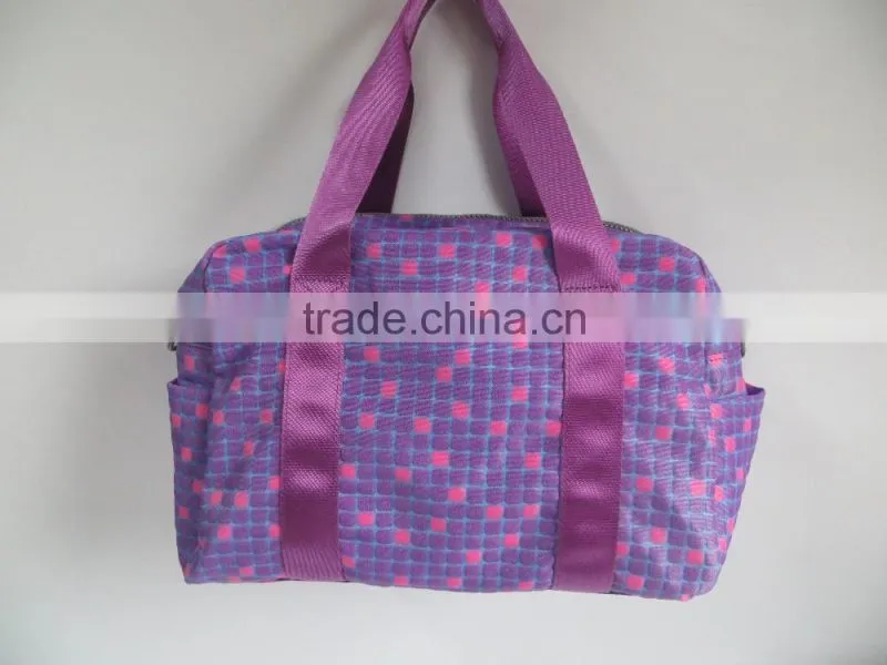 2016 new korean style checked fabric purple handbag bag for women daily shopping