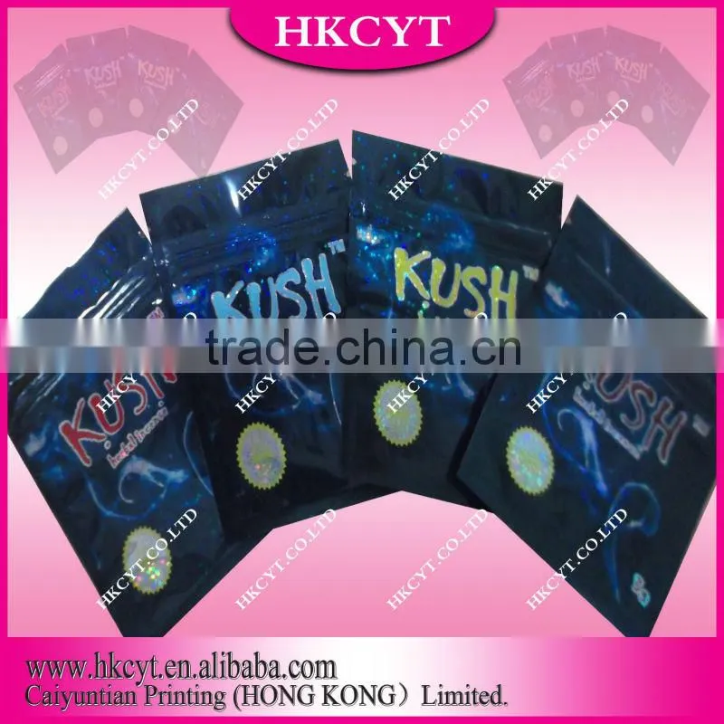 Custom mylar herbal incense potpourri bag with zipper/plastic foil zipper bag