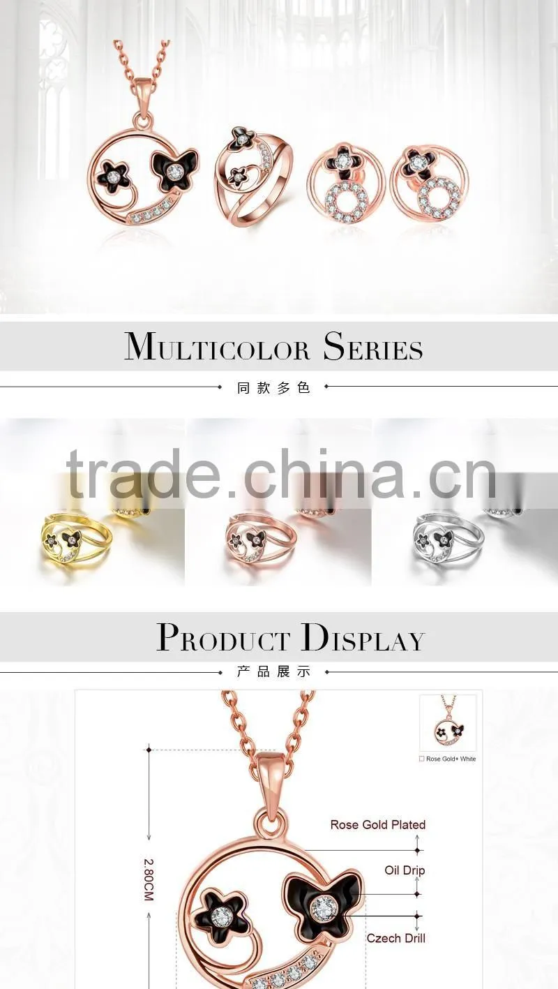 Top sale 18K Gold Plated whole set Jewelry with necklace, ring and earrings