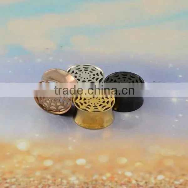 China manufacturer stainless steel no screw spider web custom flesh tunnel