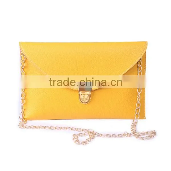 Fashion Yellow Evening Bags Envelope Clutch Crossbody Satchel Purse Leather Lady Bag