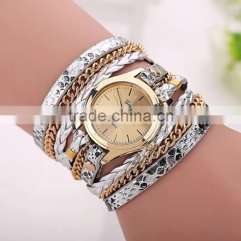 CARUDF Braided PU Leather Popular woman Quartz Watch Women Dress Watches Relogio Feminino Fashion Bracelet Watch montre femme