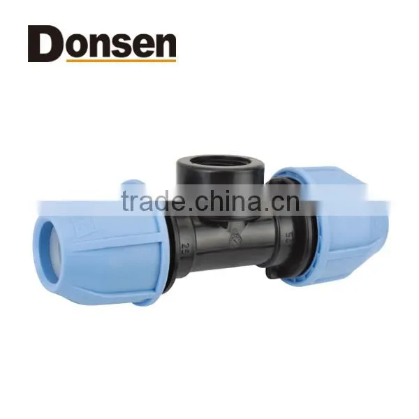 2014 90 TEE WITH THREADED FEMALE TAKE OFF PP COMPRESSION FITTINGS