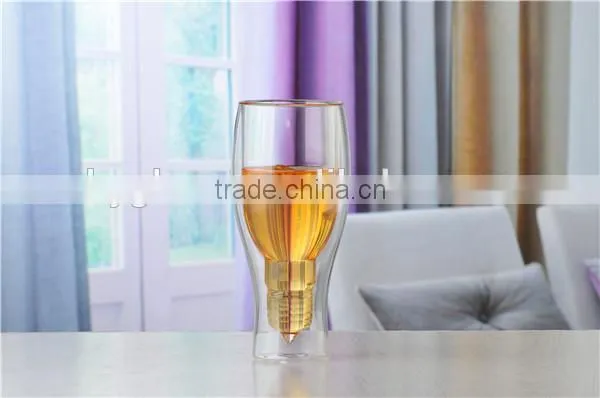 crystal borosilicate double wall glass juice cup