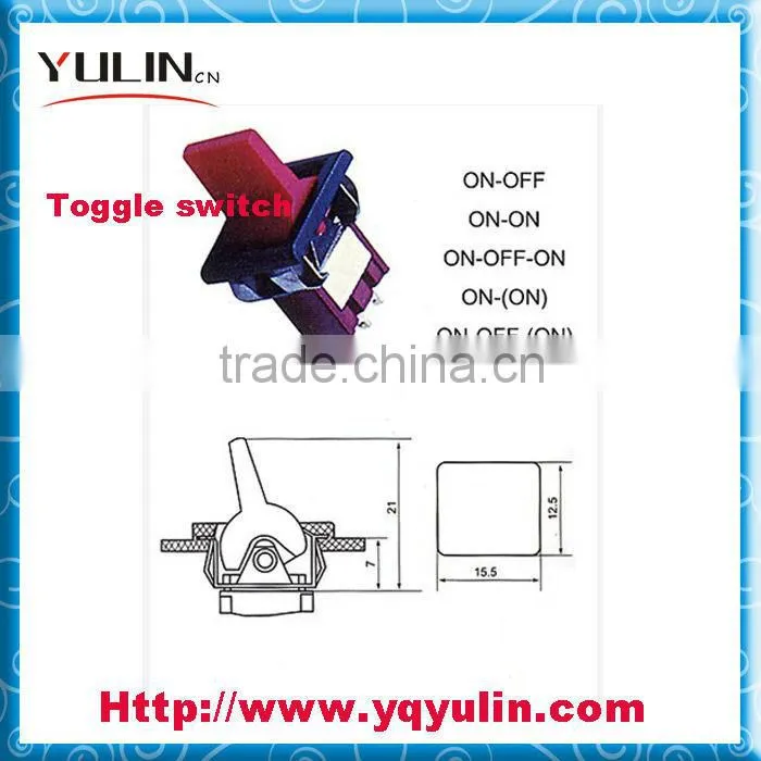 Hot Selling 3 Pin Red Base Mini (ON)-OFF-(ON) 5A 250Vac Toggle Switch Cover