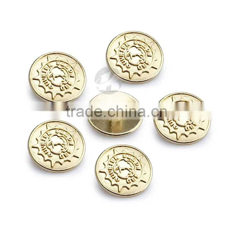 Gold Embossed Logo Custom Metal Sewing Button