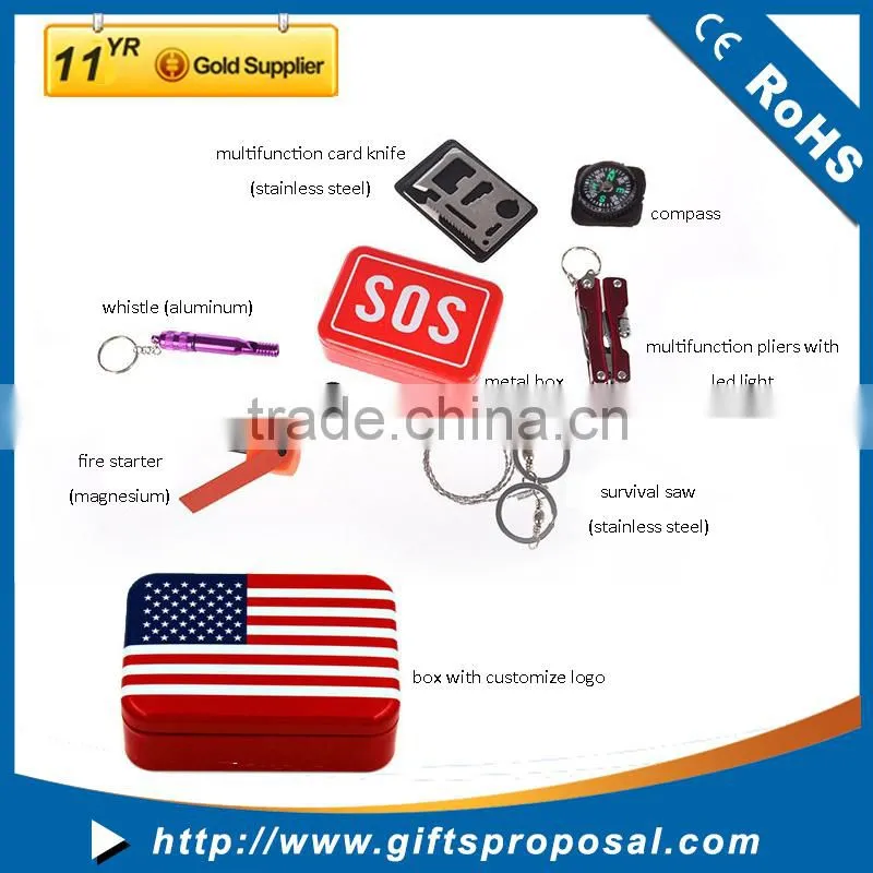 Hot sale camping survival kit/outdoor emergency survival kit