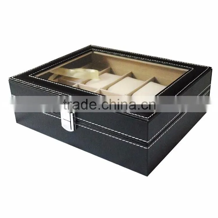 Wholesale Custom Stunning Wlegant 10 Slots Black Wooden Watch Boxes For Men.