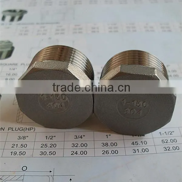stainless steel casted hexagon plug pipe fitting