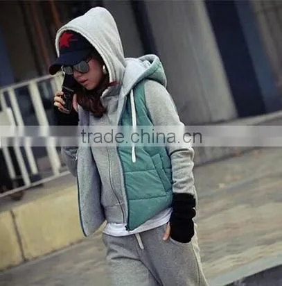 Vest female models fall and winter clothes thick cotton vest waistcoat jacket stitching quilted vest vest Hoodie