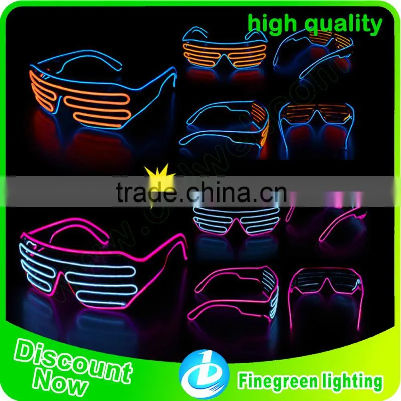 Hot product EL Wire Sunglasses Sound Activated Light Up El Wire glasses, EL Wire Shutter Shades Sunglasses
