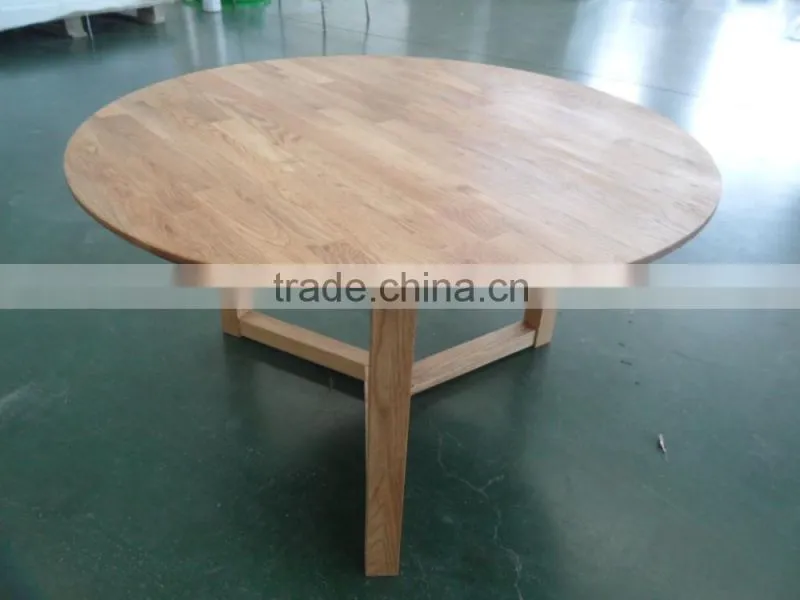 Modern Simple Foldable Oak Solid Wood Round Coffee Table