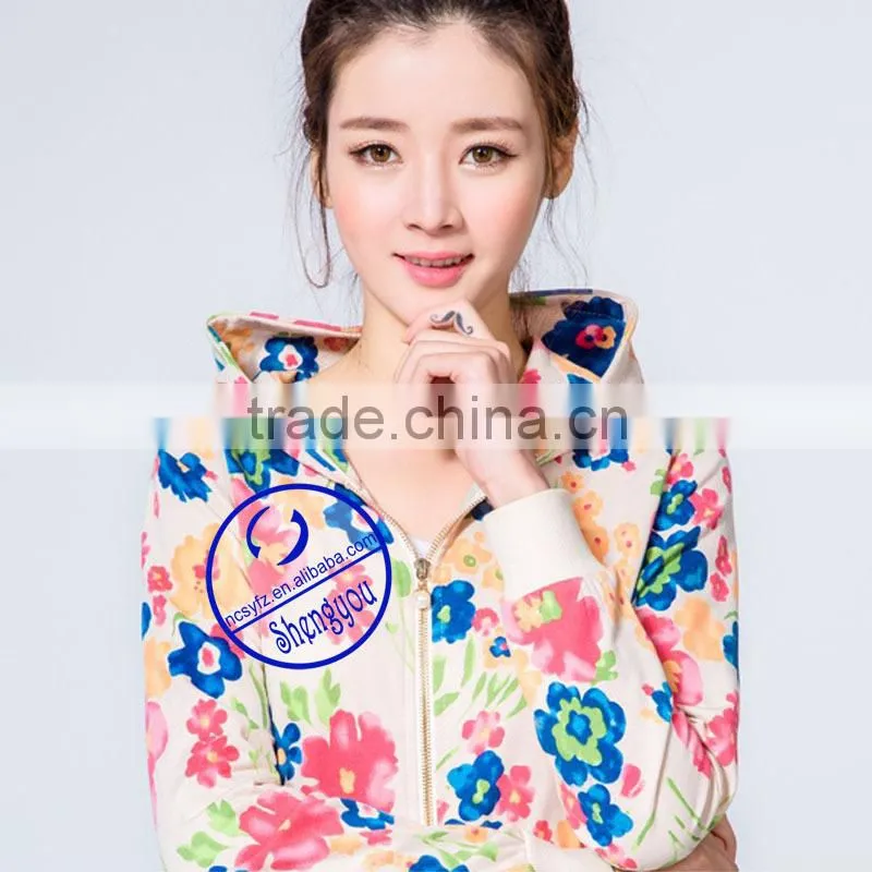 custom women full printed zipper-up hoodies sweatshirts