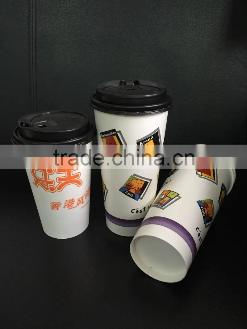 disposable oversize single wall type double PE coated paper cups with lids