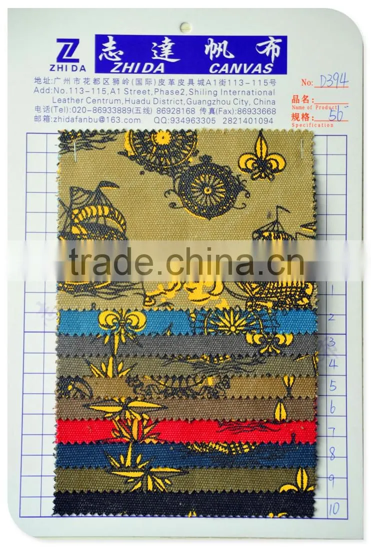 2016 Designer printing organic Cotton Printed Fabric for shoes bag luggage