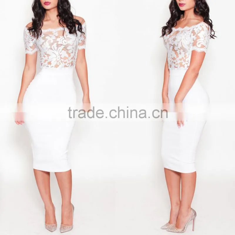 Zipper sexy fashion conjoined suit white lace dress, lady dress, sexy dress